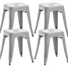 BellaFurn Pallar>4 -deluppsättning av sätepallar - Stolar - Robust & stapelbar design | Färg: Silver