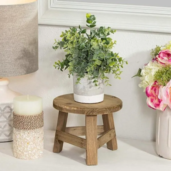 Pallar>2025 Lämplig Mini Rund Naturlig Träpall Blomkrukshållare Retro Trädgårdspall Hög Stol Massiv Träpall-Liten Dekorativ Blomsterpall-Sol