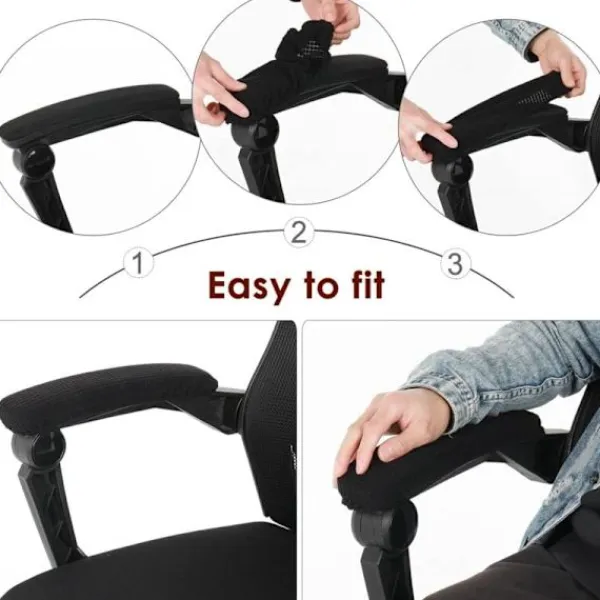 Stolar>1 Par Armstödsöverdrag för Kontorsstol/Kontorsstol Armstöd Överdrag Armbågskudde Gamingstol Armstöd Svart