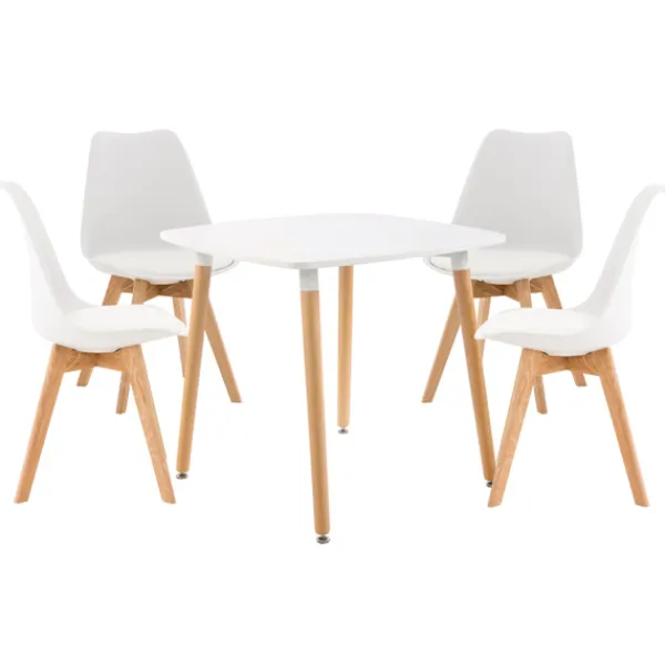 BellaFurn Matgrupper>5 -Piece Matsats - matsalsset - Justerbara ben, extra komfort | Färg: Vit