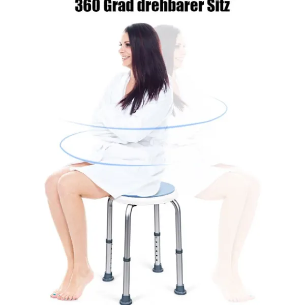 Northix Pallar>360° roterande duschpall, justerbar höjd, blå