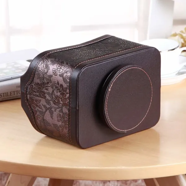 Kontorsmöbler>360° roterande fjärrkontrollhållare, TV-fjärrkontroll i PU-läder skrivbordsorganisatör med 5 fack för TV, DVD, Blu-Ray-fjärrkontroller