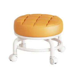 Pallar>360° roterande pall med hjul, hushållspall, flyttbar pall, lågt ljud, hjul, universalhjul, kök, hemmabruk, orange.