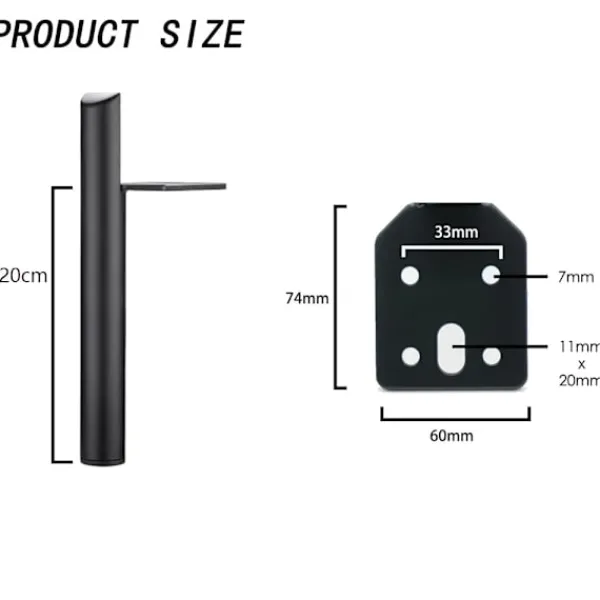 Småbord>4 st 20 cm möbelben, svart metall bordsben, DIY möbelben, med skruvar