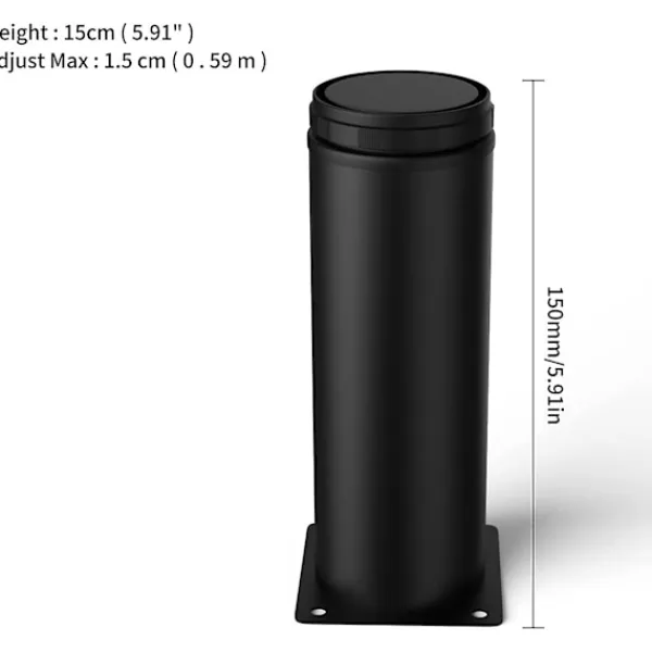 Soffbord>4 st 15 cm svarta justerbara möbelben i rostfritt stål