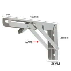 Balkongmöbler>2 st 450 mm väggmonterad fällbar konsol i rostfritt stål, fällbar konsol, kraftig fällbar konsol