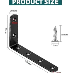 Hyllor>4 st Hyllkonsoler 125 75 mm, Svarta L-formade Väggmonterade Hyllkonsoler Kolstål Vägg Hylla Stöd med 24 Skruvar