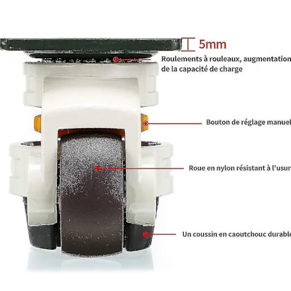 unbranded Pallar>1 st Möbelrullar, Swivelhjul, 60f Inbyggda Nivelleringsrullar, Nylon Aluminiumlegering, 250 kg Lastkapacitet Per Rulle