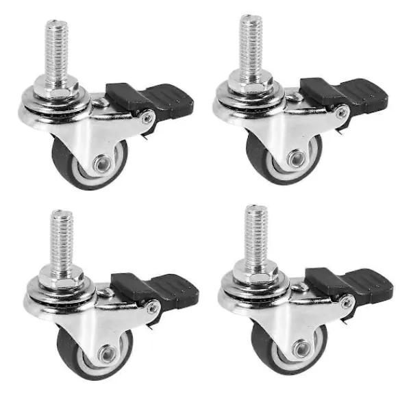 Småbord>4 st Mini Små Hjul 1 Tum M8X15Mm Tpe Tysta Hjul Med Broms Universalhjul För Möbler