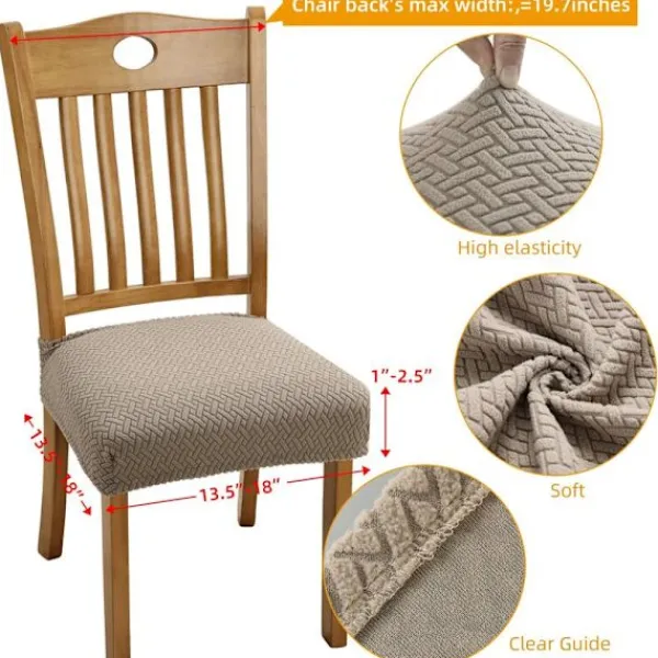 Stolar>4 st Stretch Jacquard stolskydd Matstol Stolskydd, Avtagbar och tvättbar (med ryggband)