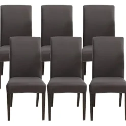 Stolar>6 st Stretch Stolsöverdrag, Universal Tvättbara Matstolsöverdrag, Lättstädade Stolsöverdrag för Hotell Restaurang Matrumsdekor (Mörkgrå, Set om 6