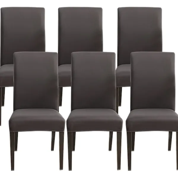 Stolar>6 st Stretch Stolsöverdrag, Universal Tvättbara Matstolsöverdrag, Lättstädade Stolsöverdrag för Hotell Restaurang Matrumsdekor (Mörkgrå, Set om 6