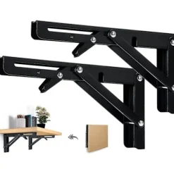 Hyllor>2 st Vikbara Hyllkonsoler 400mm Vikbart Fäste Vägghylla Kraftigt Fäste Svart Vikbar Konsol för Bord Vägghylla 80KG[JUN]