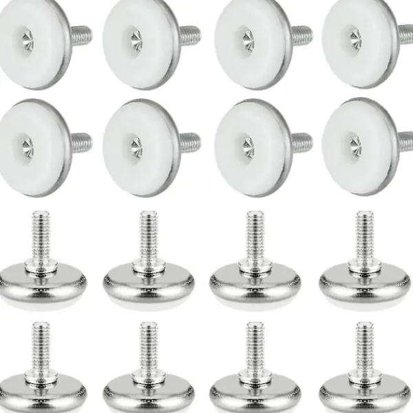 Stolar>30 ställbara jackfötter i plast och metall med mutter M6*15*30mm, vita