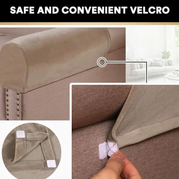 Soffor>2 Tjocka Sammetsstretch Armstödsöverdrag för Stolar och Soffor