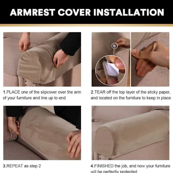 Soffor>2 Tjocka Sammetsstretch Armstödsöverdrag för Stolar och Soffor