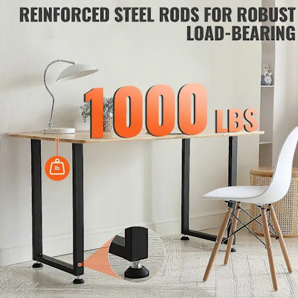 Matbord>28 tum justerbara möbelben, bordsben set om 2 för DIY, maxlast 454 kg, svart