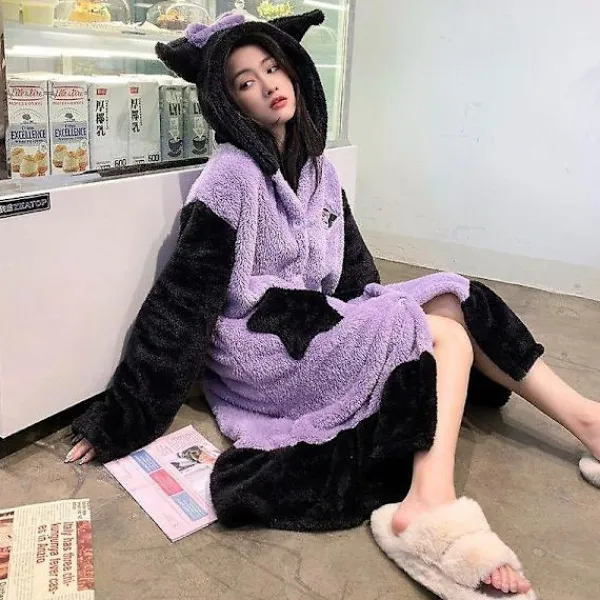 Sittpuffar>2024-2022 Vinter Kawaii Sanrio Pyjamas Animation Kuromi Cinnamoroll My Melody Handduk Plysch Varma Och Bekväma Pyjamabyxor Set 24