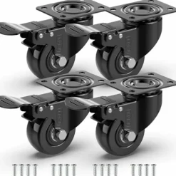 Stolar>4 x 2" Swivel Möbler Hjul med Broms + Skruvar - 50mm, Max.