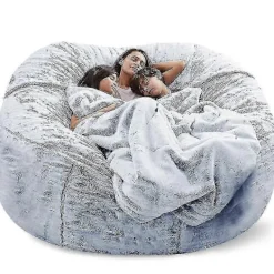 NICEGOU Sittsäckar>(135 x 65cm-kaffe) Lazy Soffa Sittsäck Konstgjord Päls Sittsäck (endast sittsäckar)