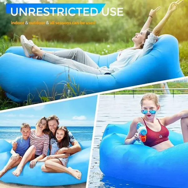 Sittsäckar>Air Bean uppblåsbar liggstol/liggsäck för strand, trädgård eller festival Svart