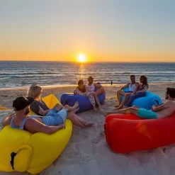 Sittsäckar>Air Bean uppblåsbar solstol/liggsäck för strand, trädgård eller festival Svart