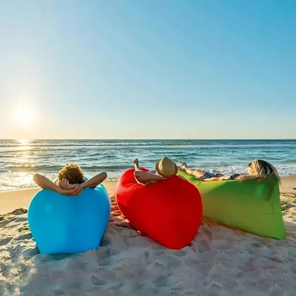 Sittsäckar>Air Bean uppblåsbar solstol/liggsäck för strand, trädgård eller festival Svart