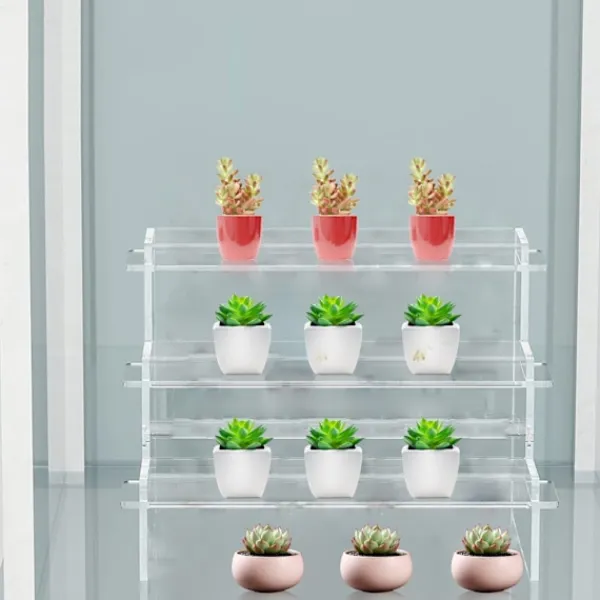 Hyllor>Akryl Displayställ Hylla 3 Våningar Stegsförvaring Rack för Cupcake Smycken Parfymer Organizer Display Hylla Ställ
