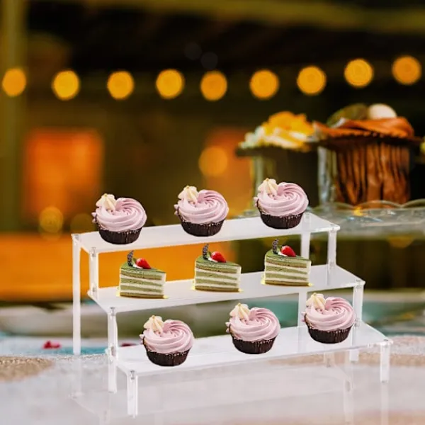 Hyllor>Akryl displayställ 3-nivåers riser displayhylla showcase för actionfigurer cupcakes dessert godis display-WELLNGS 30