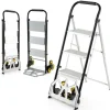 COSTWAY Balkongmöbler>Aluminium Fällbar Stege 3 Steg -Stora Halkfria Pedaler-6 Gummihjul-250 kg-Lager,Kontor