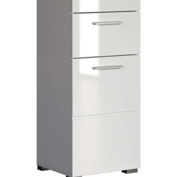 TRENDTEAM Byråer>AMANDA badrumsbasenhet - 1 dörr + 1 låda - Blank vit - L37 x D31 x H79 cm