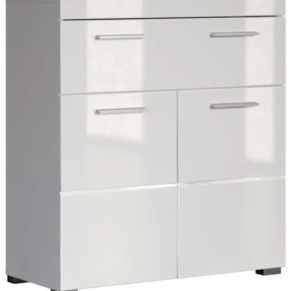 TRENDTEAM Byråer>Amanda basenhet för badrum - Blank vit - 2 dörrar + 1 låda - L73 x D31 x H79 cm