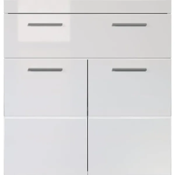 TRENDTEAM Byråer>Amanda basenhet för badrum - Blank vit - 2 dörrar + 1 låda - L73 x D31 x H79 cm