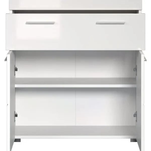 TRENDTEAM Byråer>Amanda basenhet för badrum - Blank vit - 2 dörrar + 1 låda - L73 x D31 x H79 cm