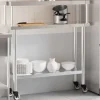 vidaXL Köksö>Arbetsbord med överhylla 110x30x120 cm rostfritt stål