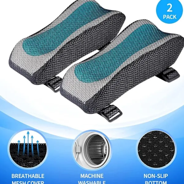 Kontorsmöbler>Armstödsskydd för kontorsstolar - Skumarmstöd med ergonomisk form - Minnesformkudde för armstöd på kontorsstolar, spelstol - Set om 2