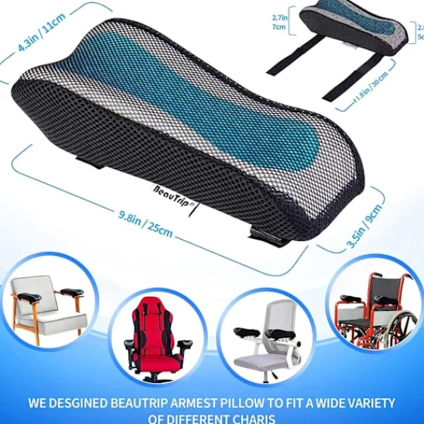 Kontorsmöbler>Armstödsskydd för kontorsstolar - Skumarmstöd med ergonomisk form - Minnesformkudde för armstöd på kontorsstolar, spelstol - Set om 2