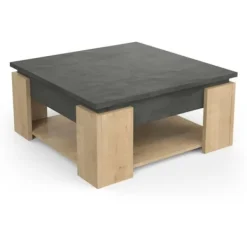 DEMEYERE Soffbord>AUSTIN fyrkantigt soffbord - Hamilton och Sidewalk ekdekor - L 80 x D 80 x H 37,2 cm -