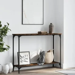 vidaXL Småbord>Avlastningsbord rökfärgad ek 101x30,5x75 cm konstruerat trä