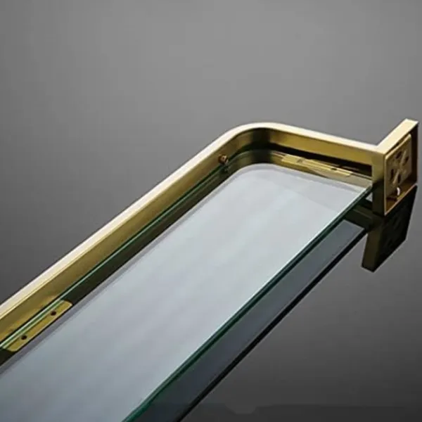 Hyllor>Badrumshylla i glas, guldram, väggmonterad, 30 cm, guldhylla för badrumsförvaring