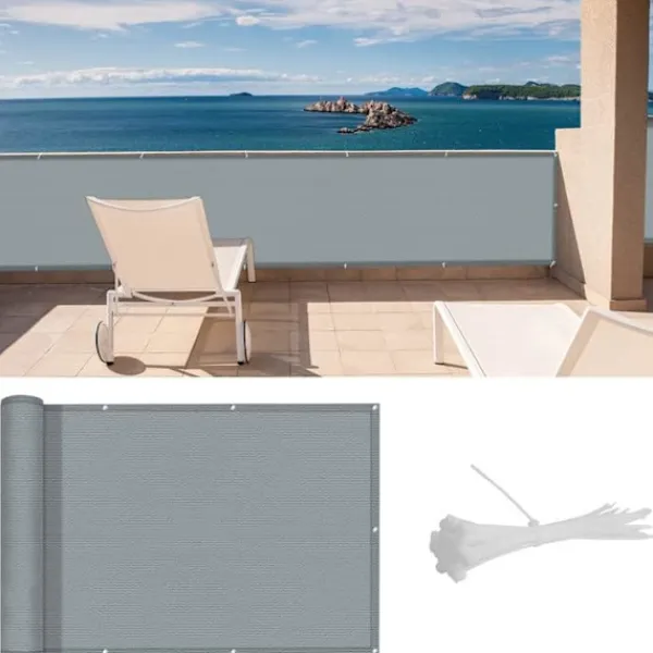 Balkongmöbler>Balkong Sekretess Sichtschutz (HDPE) 0,9 x 6m för Utomhusträdgård med Balkong, Grå
