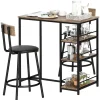 Northio Matgrupper>Barbord med barstolsset, 3 st. Barbordsset med köksbord 3 hyllor 2 barstolar Modern stil Matsal Kök Stål Ek