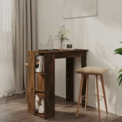 vidaXL Matbord>Barbord med hylla rökig ek 102x50x103,5 cm konstruerat trä
