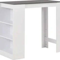 vidaXL Matbord>Barbord med hylla vit 110x50x103 cm