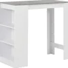 vidaXL Småbord>Barbord med hylla vit 110x50x103 cm