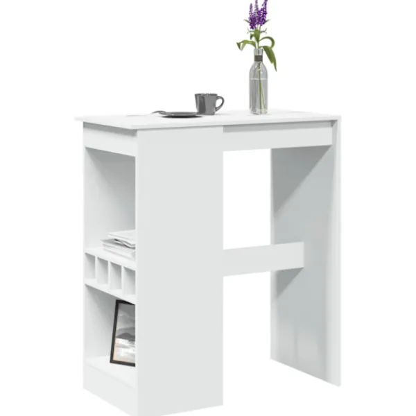 vidaXL Balkongmöbler>Barbord med hyllor vit 90x47,5x103,5 cm konstruerat trä