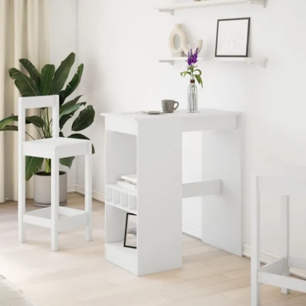 vidaXL Balkongmöbler>Barbord med hyllor vit 90x47,5x103,5 cm konstruerat trä