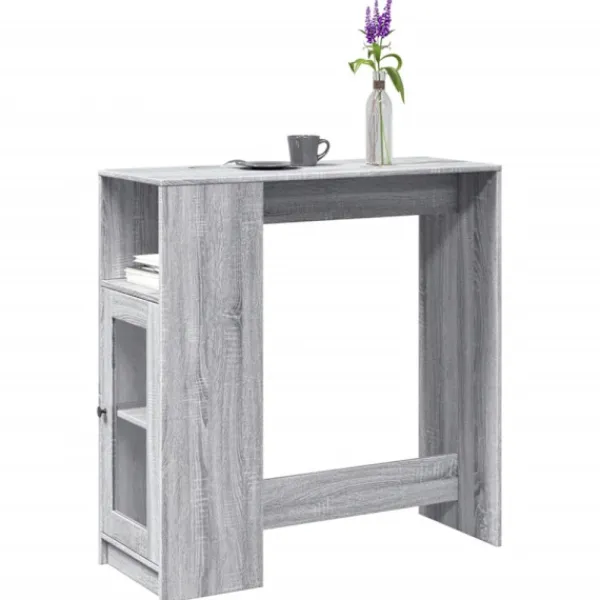 vidaXL Småbord>Barbord med ställ grå sonoma-ek 101x40x103,5 cm konstruerat trä