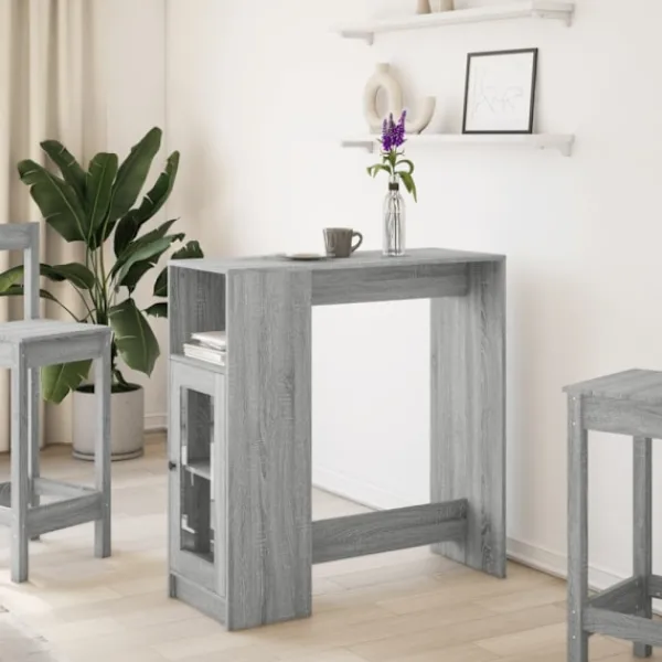 vidaXL Småbord>Barbord med ställ grå sonoma-ek 101x40x103,5 cm konstruerat trä
