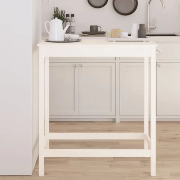 vidaXL Köksö>Barbord vit 100x50x110 cm massiv furu